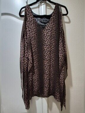 JAYGODFREY Leopard Print Chiffon Overlay Dress Size 6 NWT